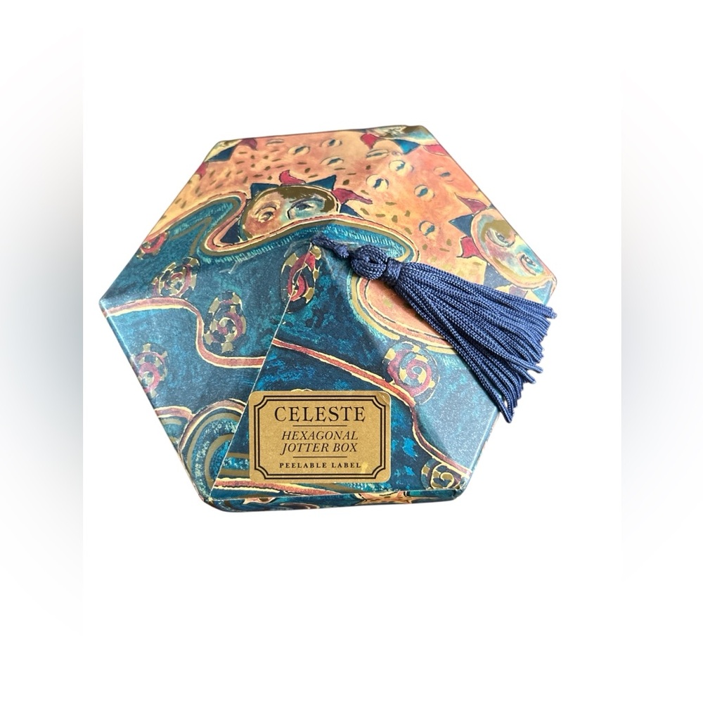 NWOT Celeste Artistic Hexagonal Jotter Box with Blue Tassel